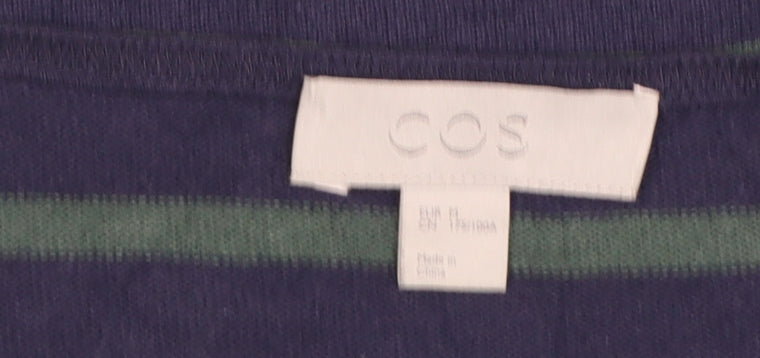 COS Men's Blue Striped Long Sleeve Cotton T-Shirt Size M