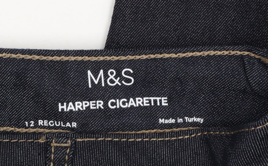 Marks and Spencer Women Blue Size 12 Straight Fit Harper Cigarette Jeans