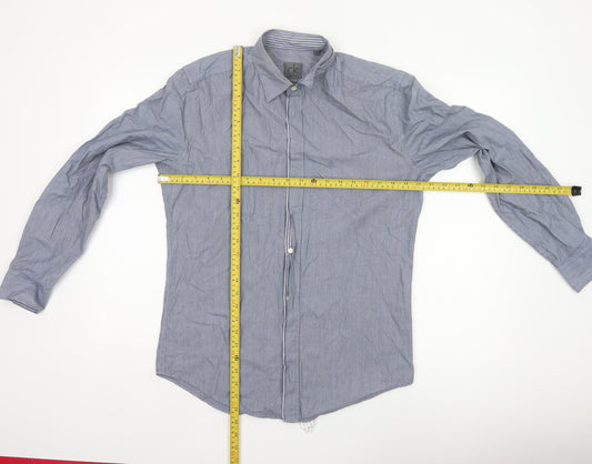 Calvin Klein Men's Blue Striped Regular Fit Long Sleeve Button-Up Shirt Size S