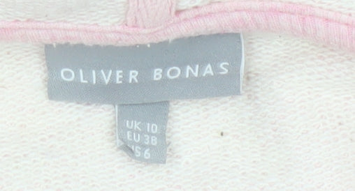Oliver Bonas Womens Pink Henley Hoodie UK 10 Cotton Blend Casual