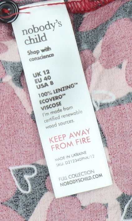 Nobody's Child Women's Red Heart Print Midi Dress Size 12