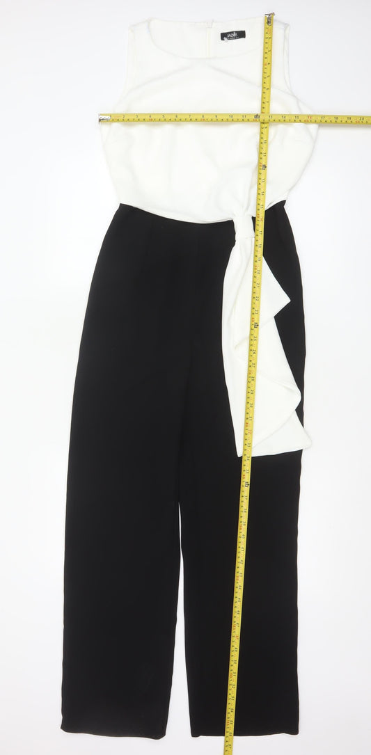 Wallis Women’s Black White Sleeveless Ruffle Jumpsuit Size 8