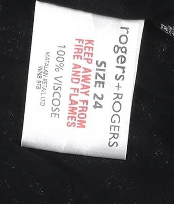 Rogers+RogERS Women’s Black Animal Print Short Sleeve Viscose Blouse Size 24