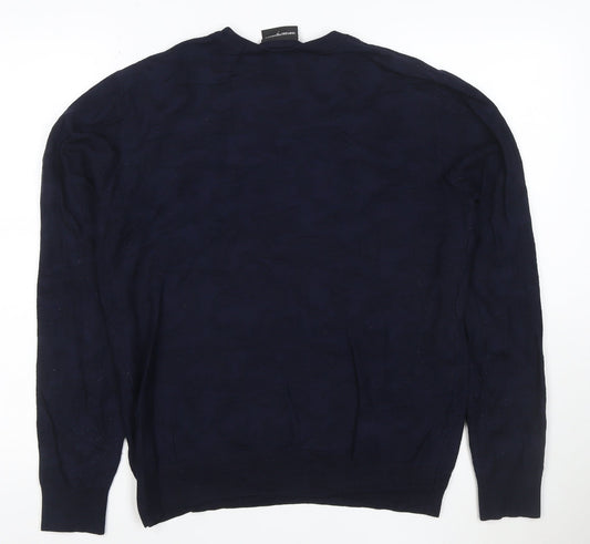 Emporio Armani Men's Blue Cotton Crew Neck Pullover Jumper Size L