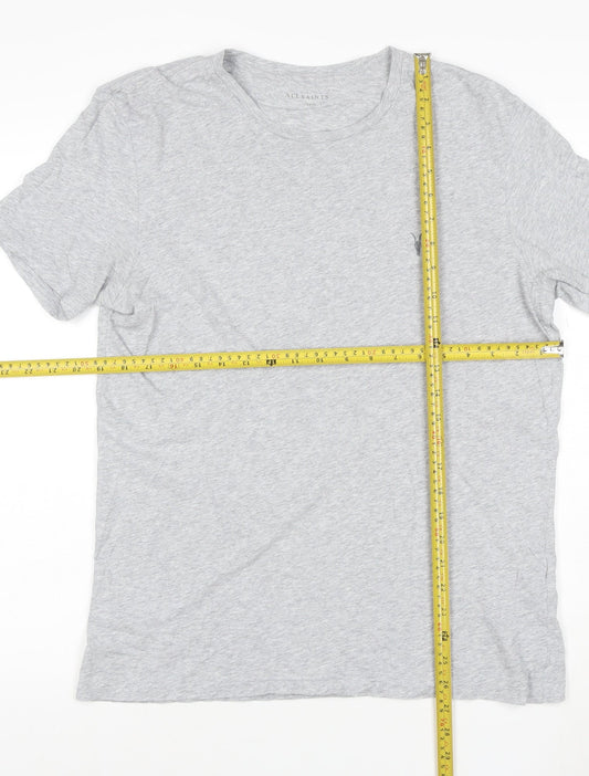 AllSaints Men's Grey Cotton Crew Neck T-Shirt Size L