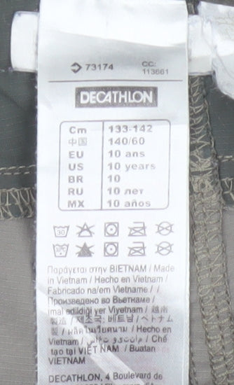 Decathlon Boys Grey Convertible Cargo Trousers 10 Years Polyamide Outdoor