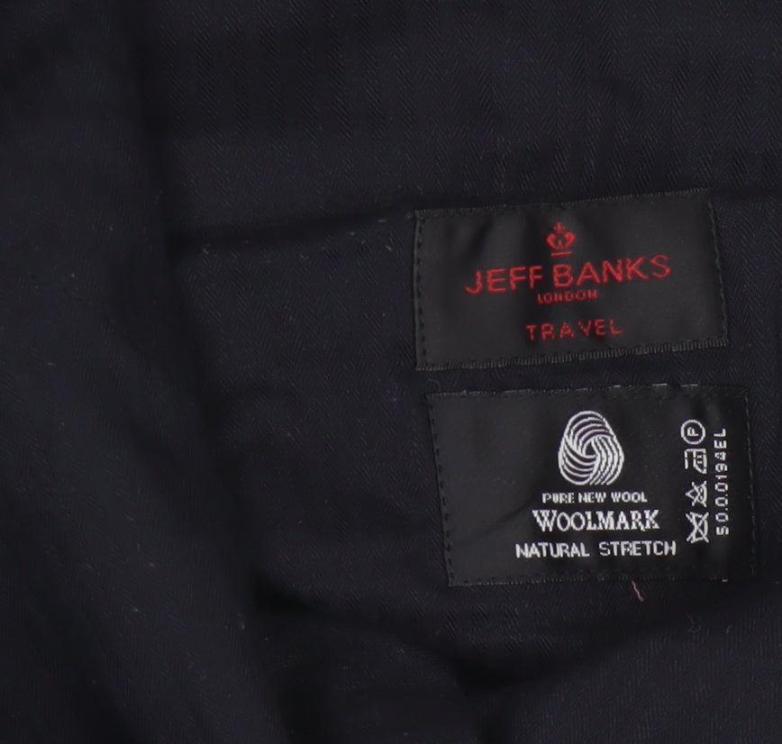 Jeff Banks Men's Black Pinstripe Wool Dress Pants 32in Waist