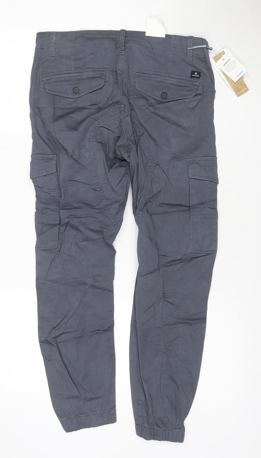 Jack & Jones Men's Grey Tapered Paul Cargo Jeans W31 L30