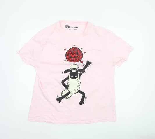 Comic Relief Aardman Women's Pink Shaun the Sheep L T-Shirt Nightshirt