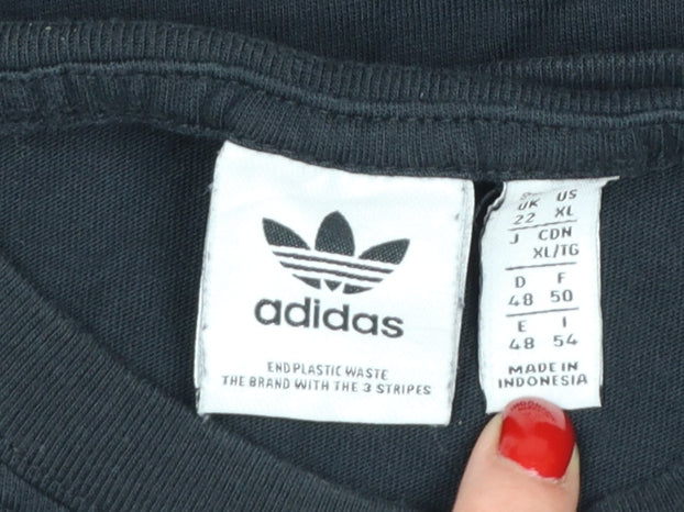 Brand and care label for adidas Women’s Black XL Relaxed Fit Logo Cotton T-Shirt