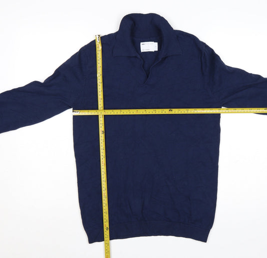 ASOS DESIGN Men’s Blue Cotton Collared Pullover Jumper Size S