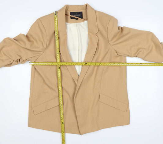 River Island Women Beige Size 14 Regular Fit Tailored Blazer Jacket