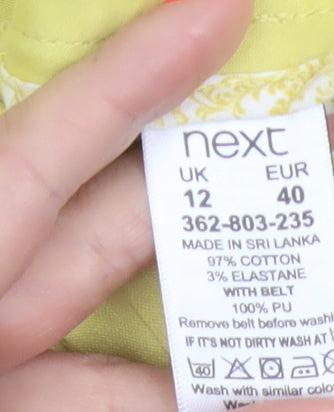 Next Women Yellow Chino Trousers Size 12 Cotton Stretch
