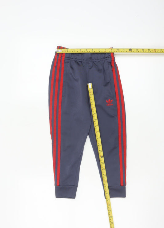 Adidas Boys Blue Jogger Trousers 4-5 Years Elastic Waist 3-Stripes