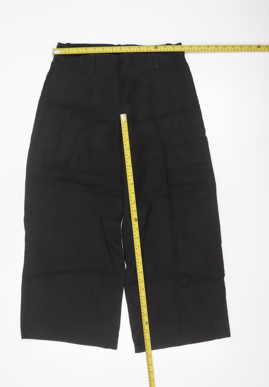 DKNY Women's Black High Rise Pleated Wide-Leg Trousers Size 4