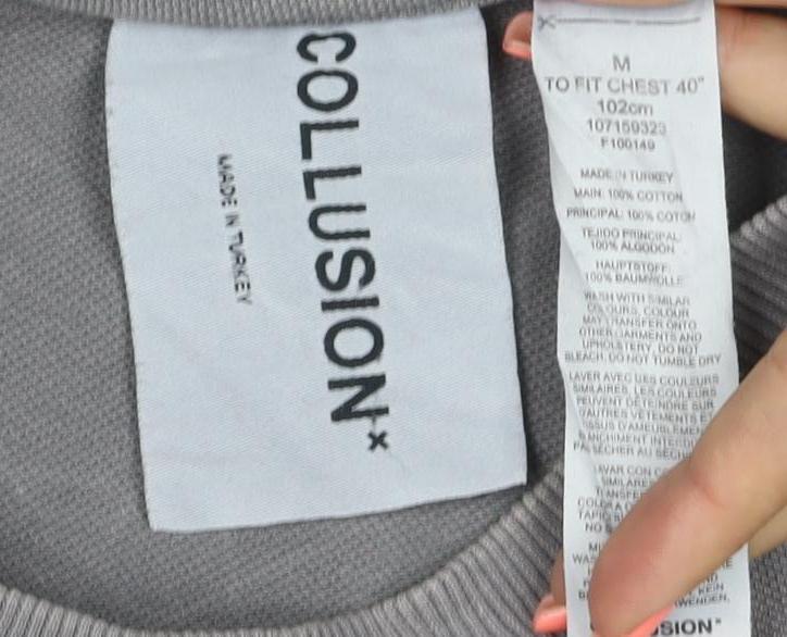 Collusion Men Grey Gothic Art Graphic Print Cotton T-Shirt M