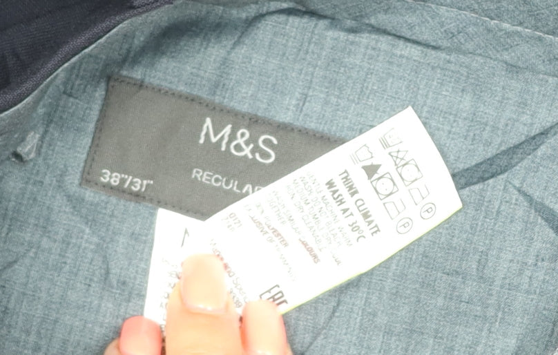 Marks and Spencer Men's Black Regular Fit 38x31 Dress Trousers
