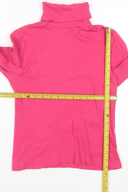 Tommy Hilfiger Women’s Pink Cotton Roll Neck Long Sleeve Top M