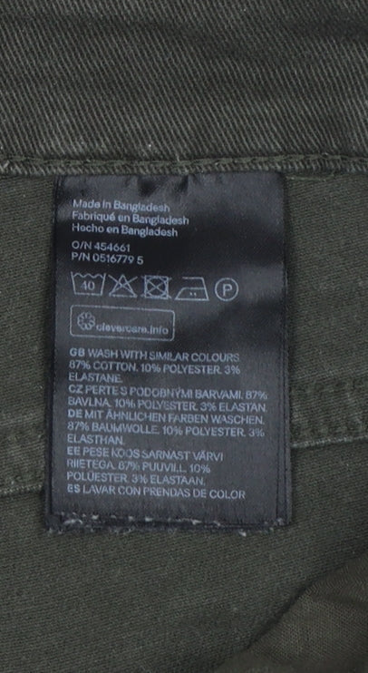 H&M Women's Green High Rise Cotton Blend Hot Pants Shorts Size 10
