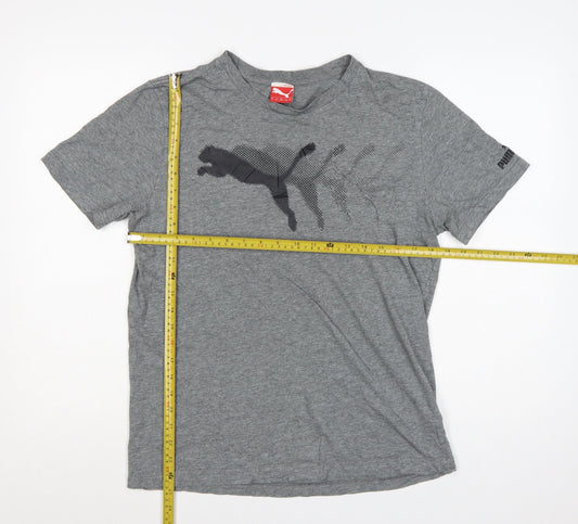 Puma Men's Grey Crew Neck Short Sleeve Athletic T-Shirt Size M