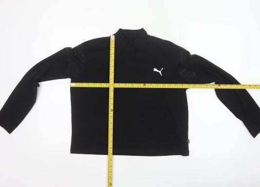 Puma Women's Black Mock Neck Long Sleeve Cropped Top L