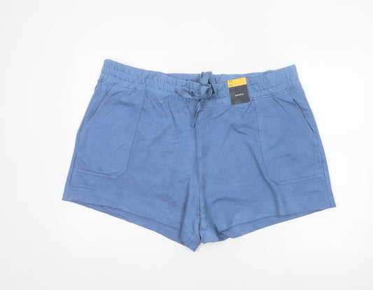 Marks & Spencer Women's Blue Cotton Blend Casual Shorts Size 24