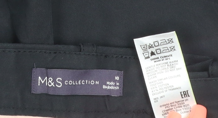 Marks and Spencer Women Black Size 18 Chino Trousers
