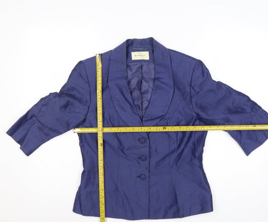 Minuet Women’s Blue Linen Blend 3/4 Sleeve Single-Breasted Blazer UK 10