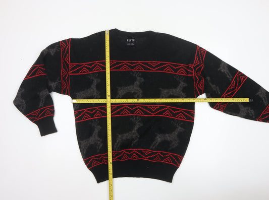 Blitz Sport Wear Men’s Black XL Reindeer Fair Isle Knit Jumper