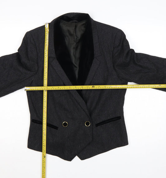 Gerry Weber Women Black UK 8 Tuxedo Blazer Pure Wool Double Breasted