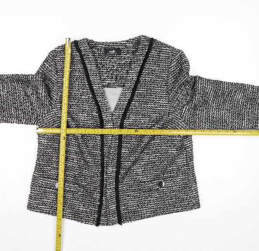 Wallis Women Black & White Bouclé Blazer UK 14 Check Open Front