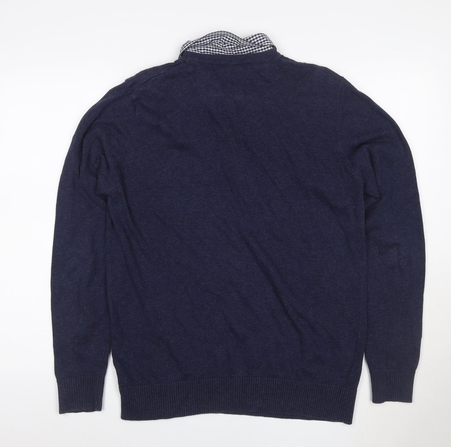 Kensington Dockside Men's Navy M Collared Cotton Knit Pullover Jumper