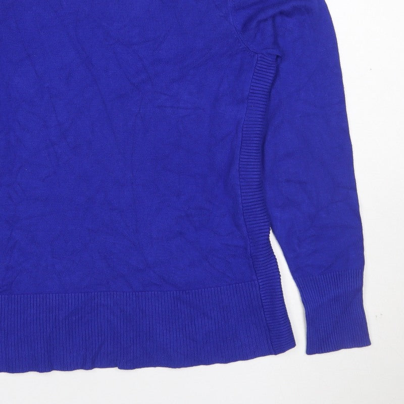Cable & Gauge Women Blue M Roll Neck Fine Knit Pullover Jumper