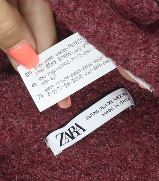 Zara Women Red UK 16 V-Neck Bouclé Knit Sleeveless Jumper Vest