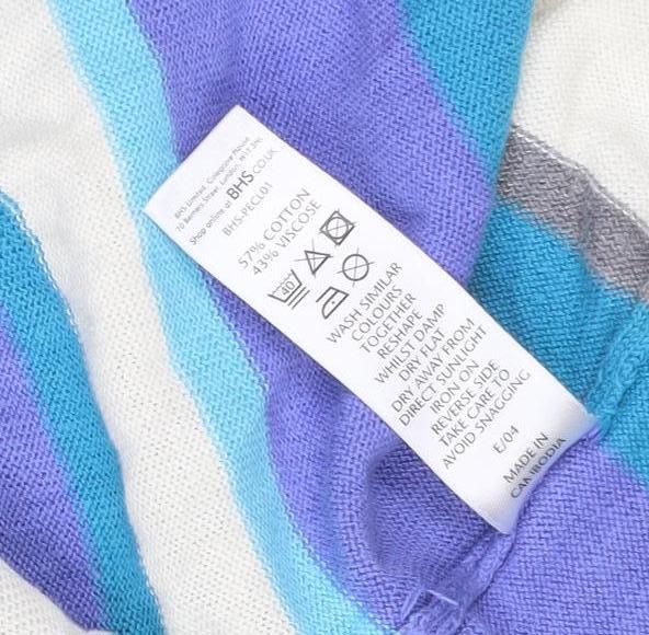 BHS Petite Women’s Multicoloured Stripe Open Cardigan UK 8 Cotton