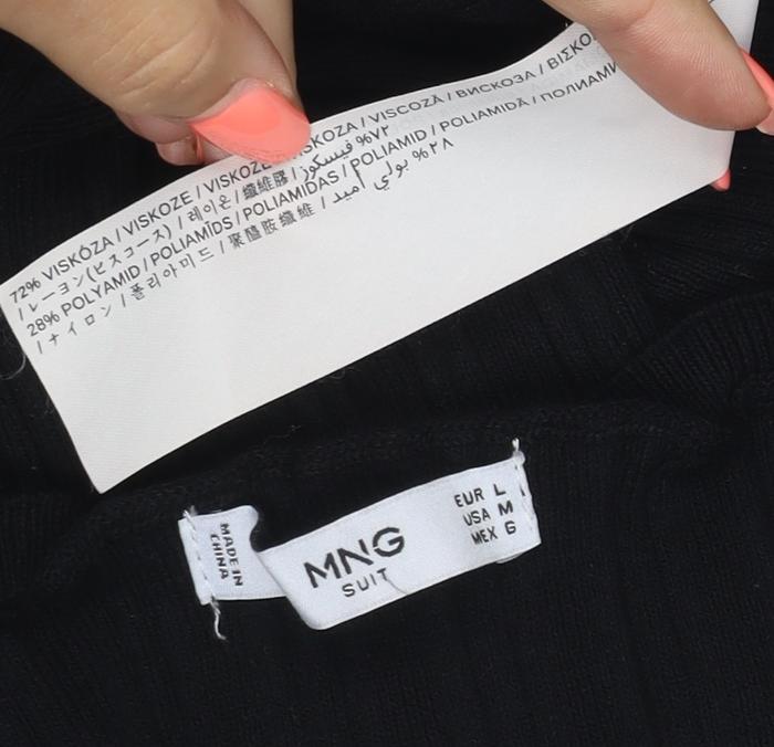 Mango Women Black S Rib Knit Crew Neck Slim Fit Jumper