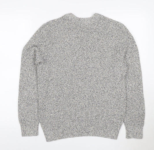 Next Men's Grey Marl Cotton Knit Crew Neck Pullover Jumper Size S
