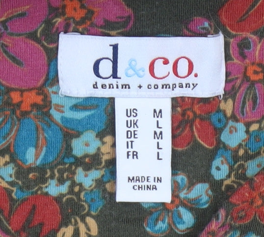 d&co. Women’s Multicoloured Floral Fit & Flare Dress UK L