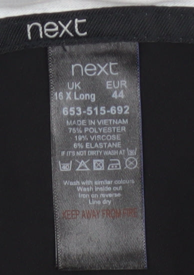 Next Women Black Size 16 Tall Wide-Leg Button Dress Trousers