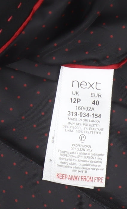 Next Women Black UK 12 Petite Single-Breasted Tailored Blazer Jacket