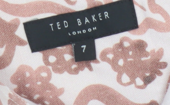 Ted Baker Men’s Pink 3XL Lyocell Linen Graphic Print Short Sleeve Shirt