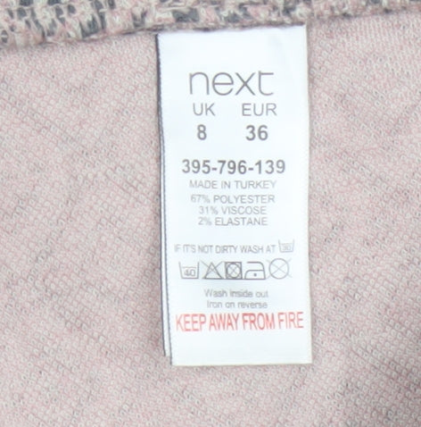 Next Women Grey Pink Geometric Tapered Trousers UK 8