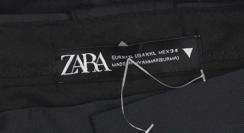 Zara Women Black XL Wide-Leg Tailored Stretch Trousers Workwear