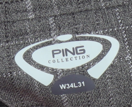 PING Collection Men's Grey Plaid W34 L31 Straight Golf Trousers