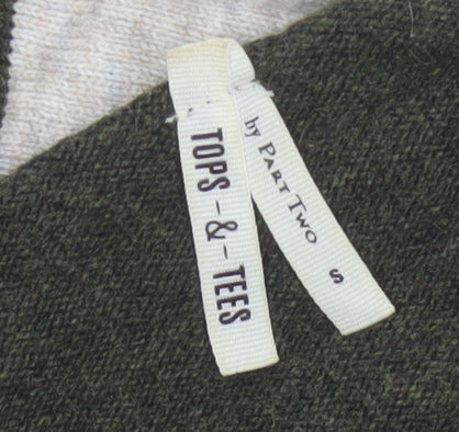 Tops & Tees by Part Two Women Green Beige Stripe Knit Jumper S