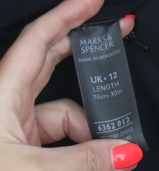 Marks and Spencer Women Black UK 12 Long A-Line Zip Skirt
