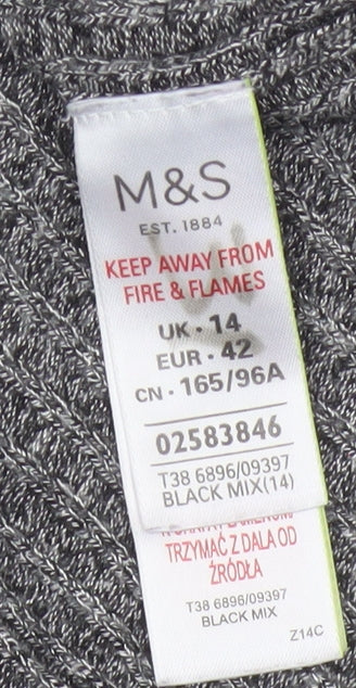 M&S Collection Women’s Grey Marl Knit Pullover Jumper UK 14 3/4 Sleeve