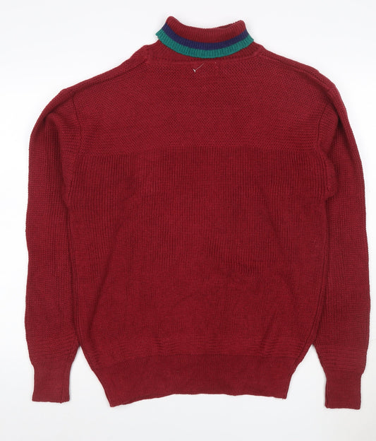 South Mountain Men's Red XL Ramie Cotton Roll Neck Logo Jumper