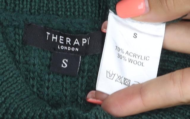 Therapy London Women Green S Cable-Knit Mock Neck Fitted Jumper