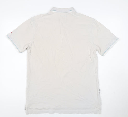 Lambretta Men’s Ivory XL Cotton Logo Polo Shirt Contrast Trim